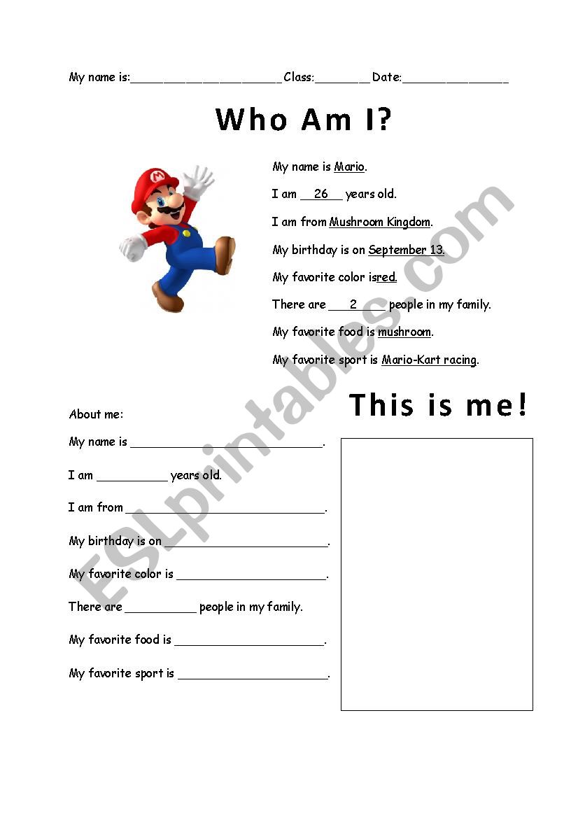 My name is worksheet