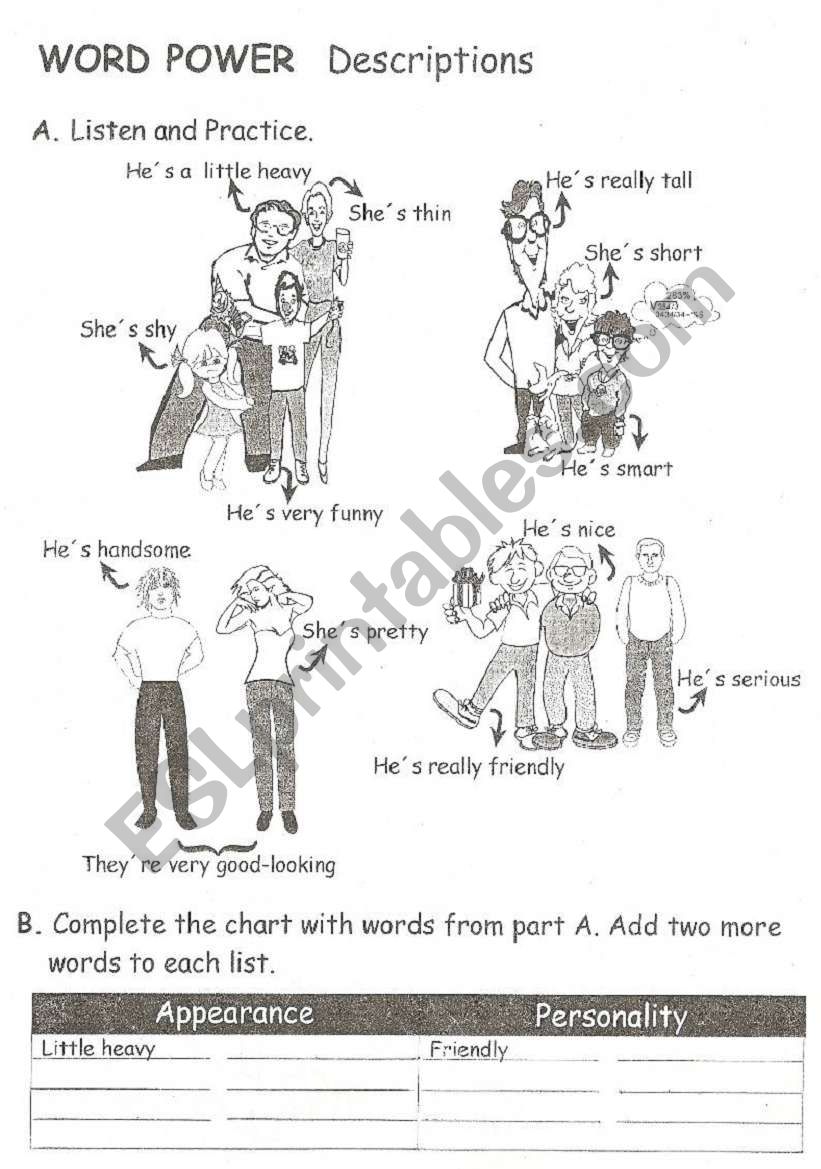 Describing people worksheet