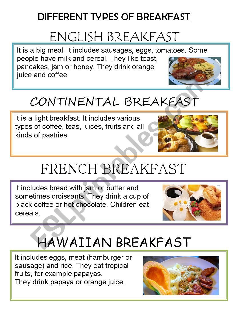 DIFFERENT TYPES OF BREAKFASTS AROUND THE WORLD