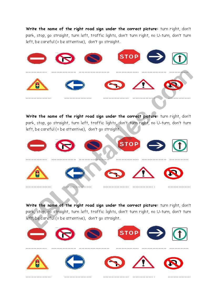 Must or mustnt - road signs  worksheet