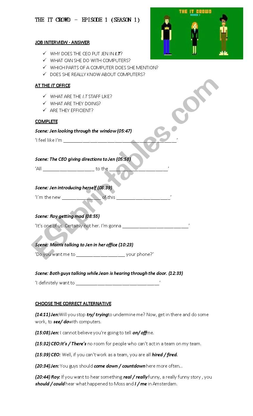 The IT Crowd worksheet