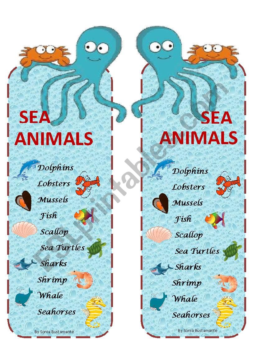 sea animals worksheet