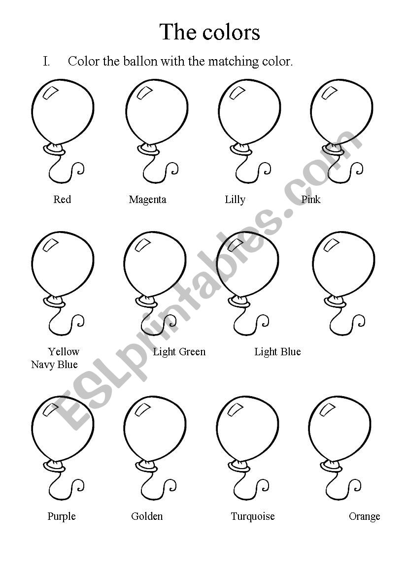 The colors worksheet