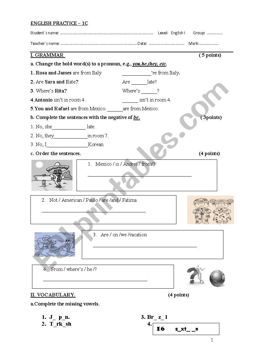 Exam - to be  worksheet