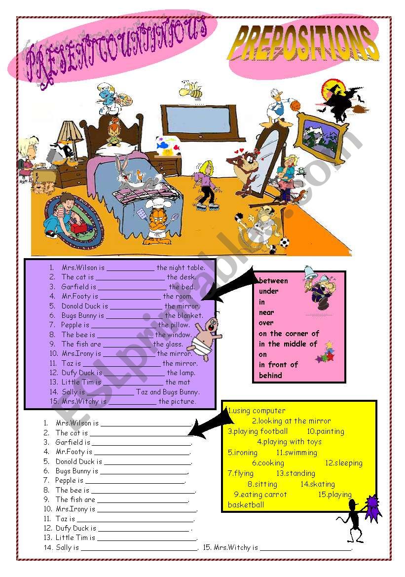 PREPOSITIONS AND PRESENT COUNTINUOUS TENSE