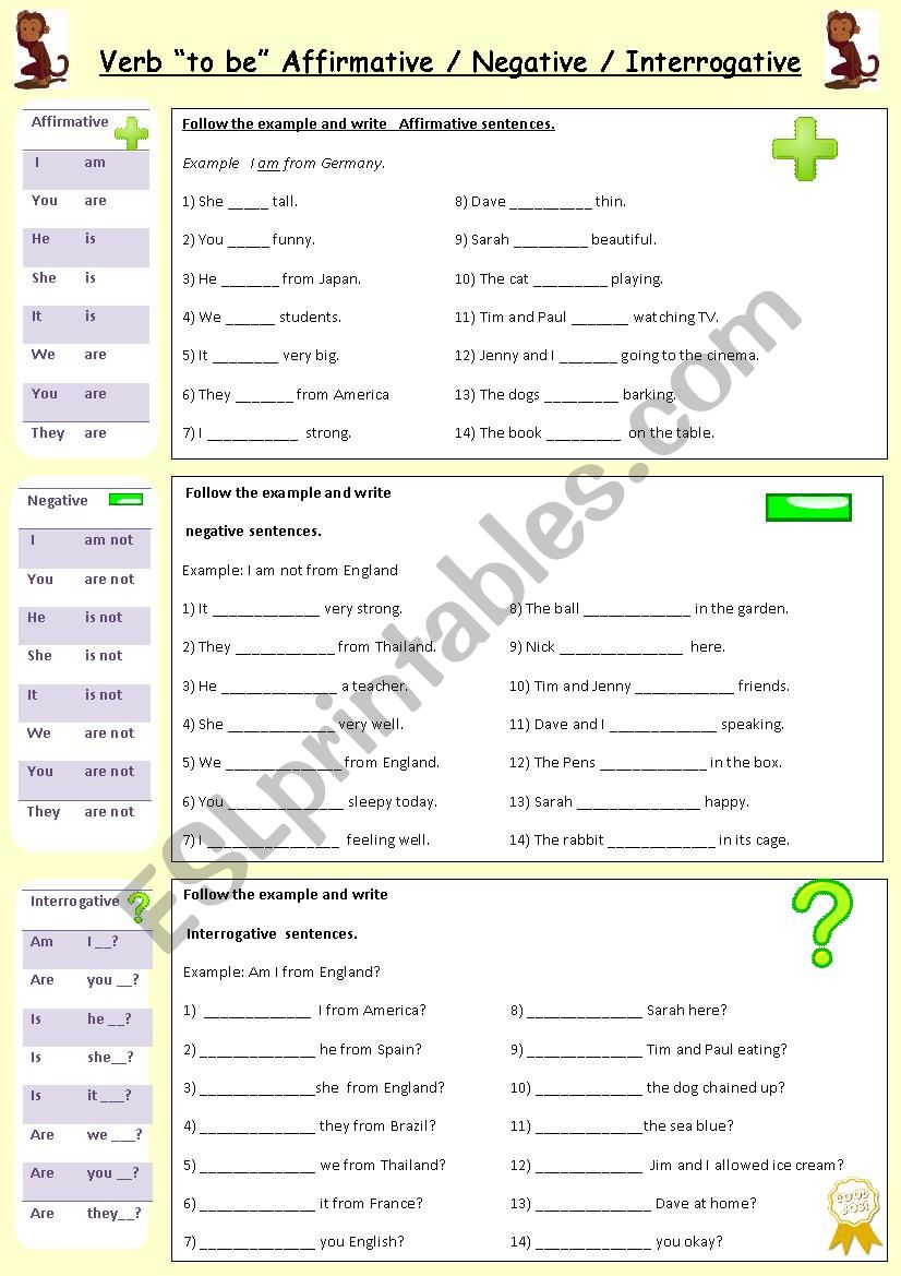 Verb to be practise  worksheet