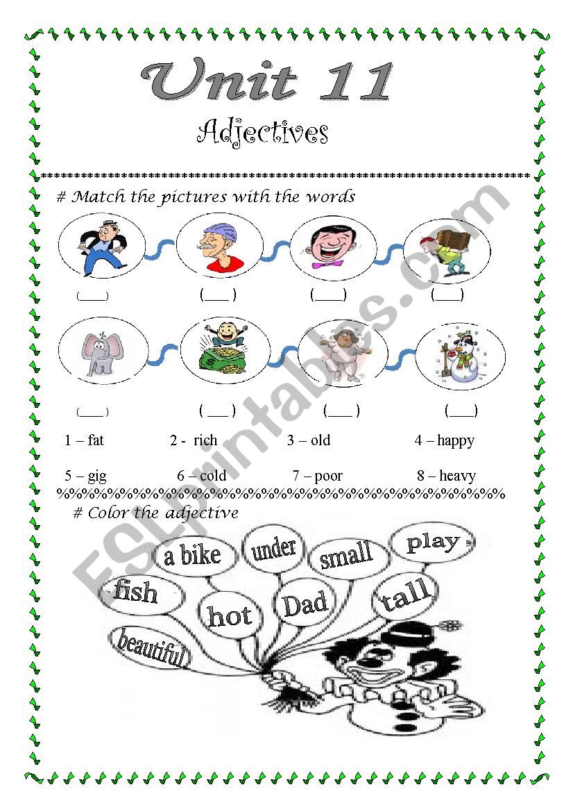 Adjectives worksheet