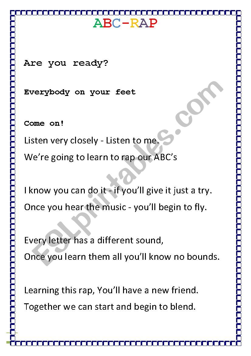 Alphabet Rap worksheet