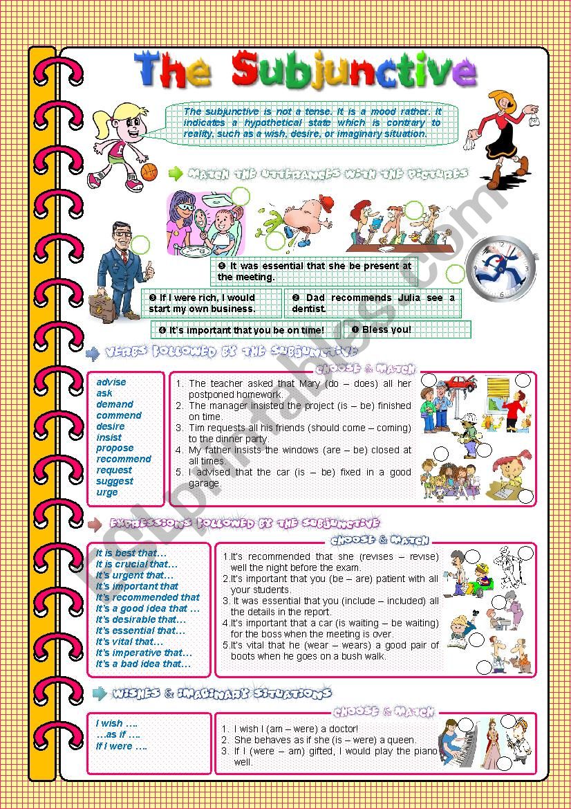 The Subjunctive ESL Worksheet By Nasreddine Sarsar