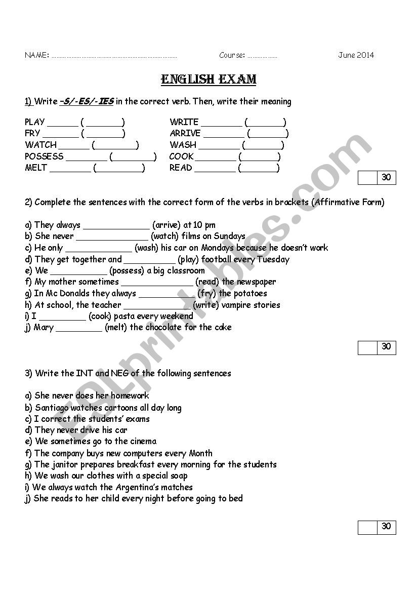 Present Simple (Beginners) worksheet