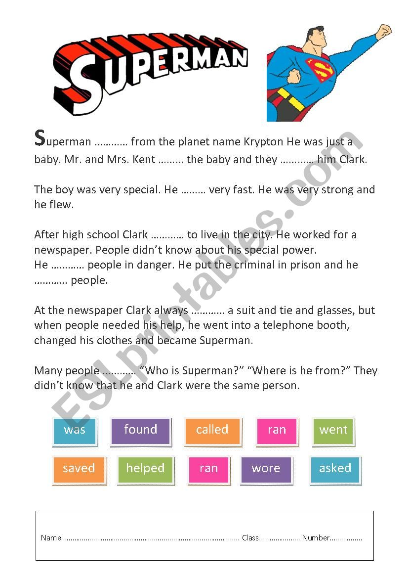 superman  worksheet