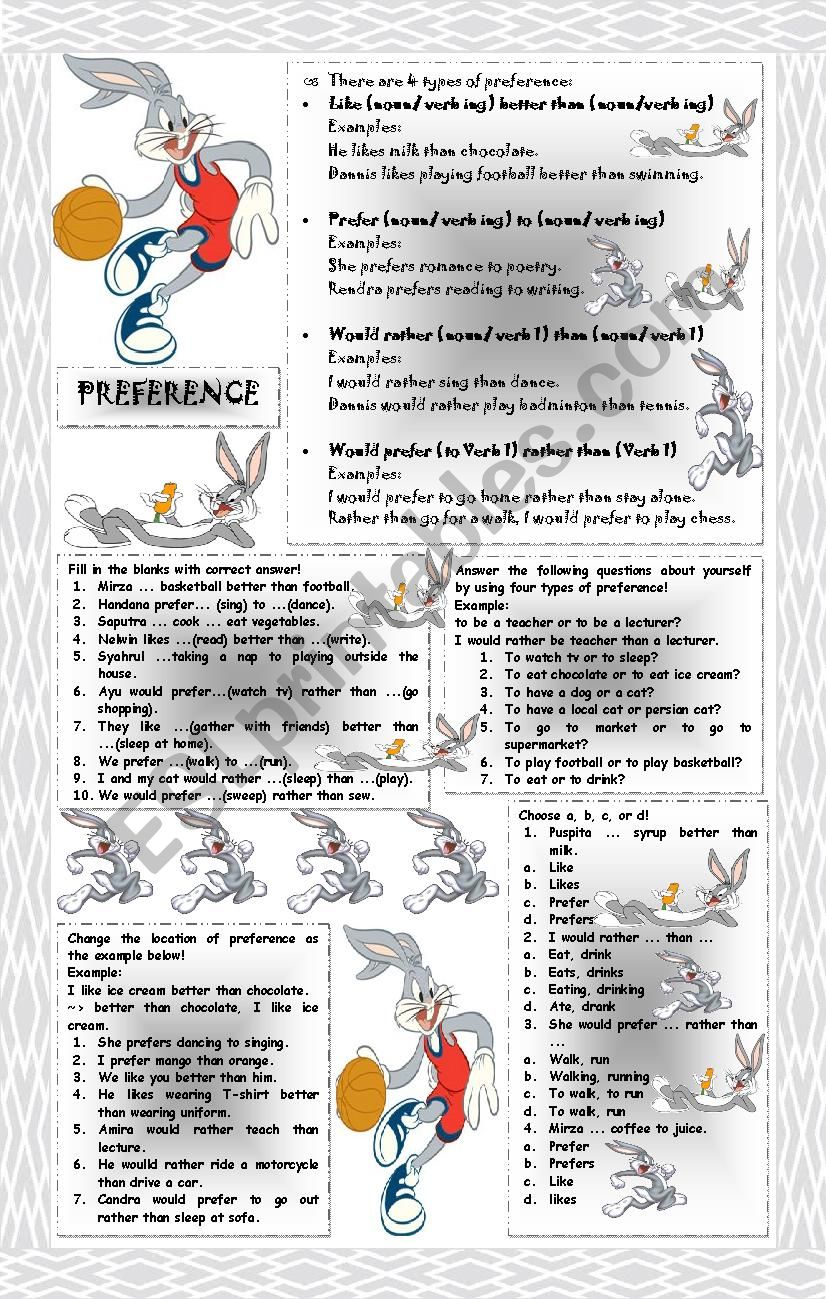 preference part 2 worksheet