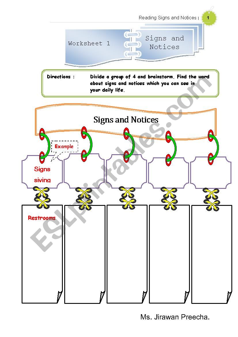 Signs and Notices worksheet