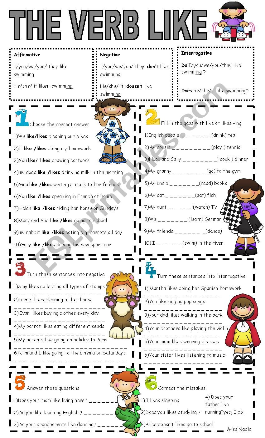 like+ing worksheet