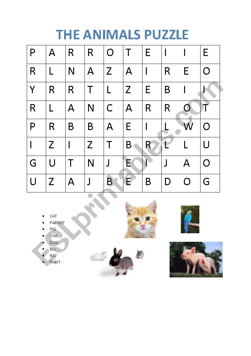 the animals puzzle worksheet