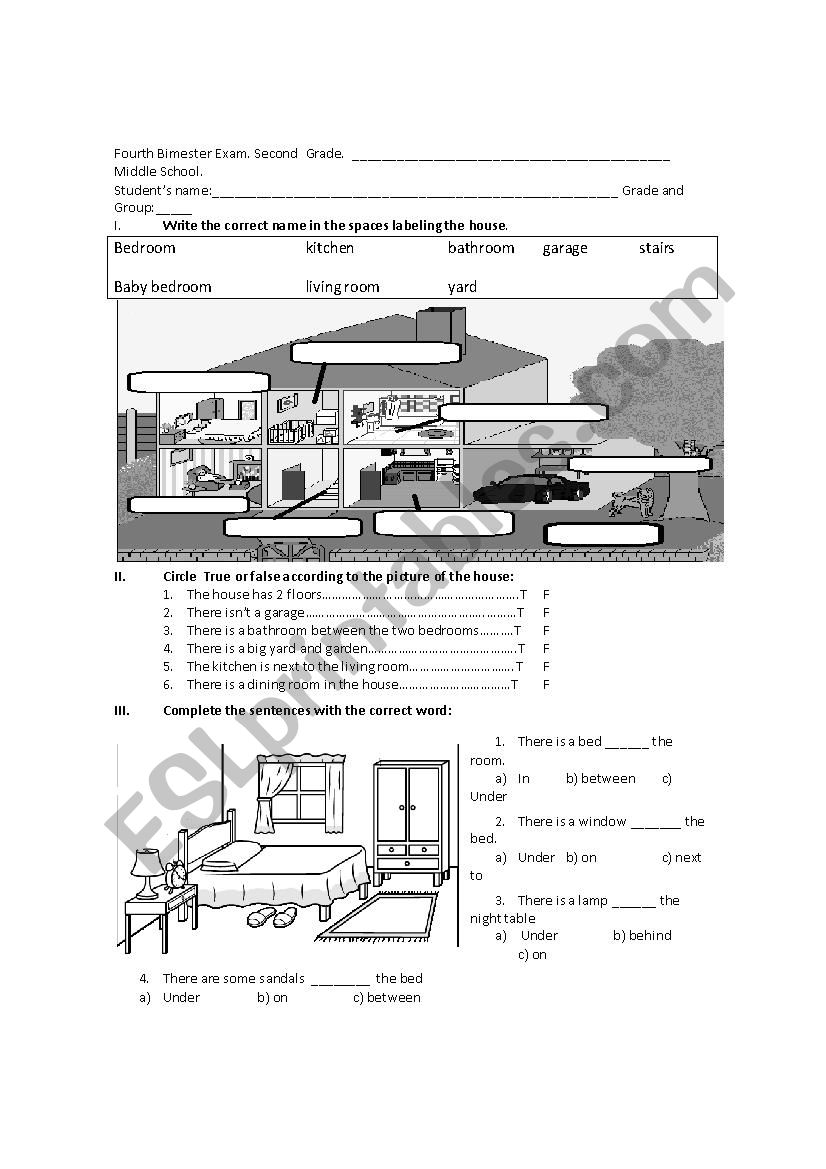 exam the house worksheet