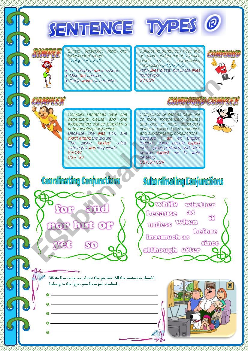 Types of Sentences worksheet