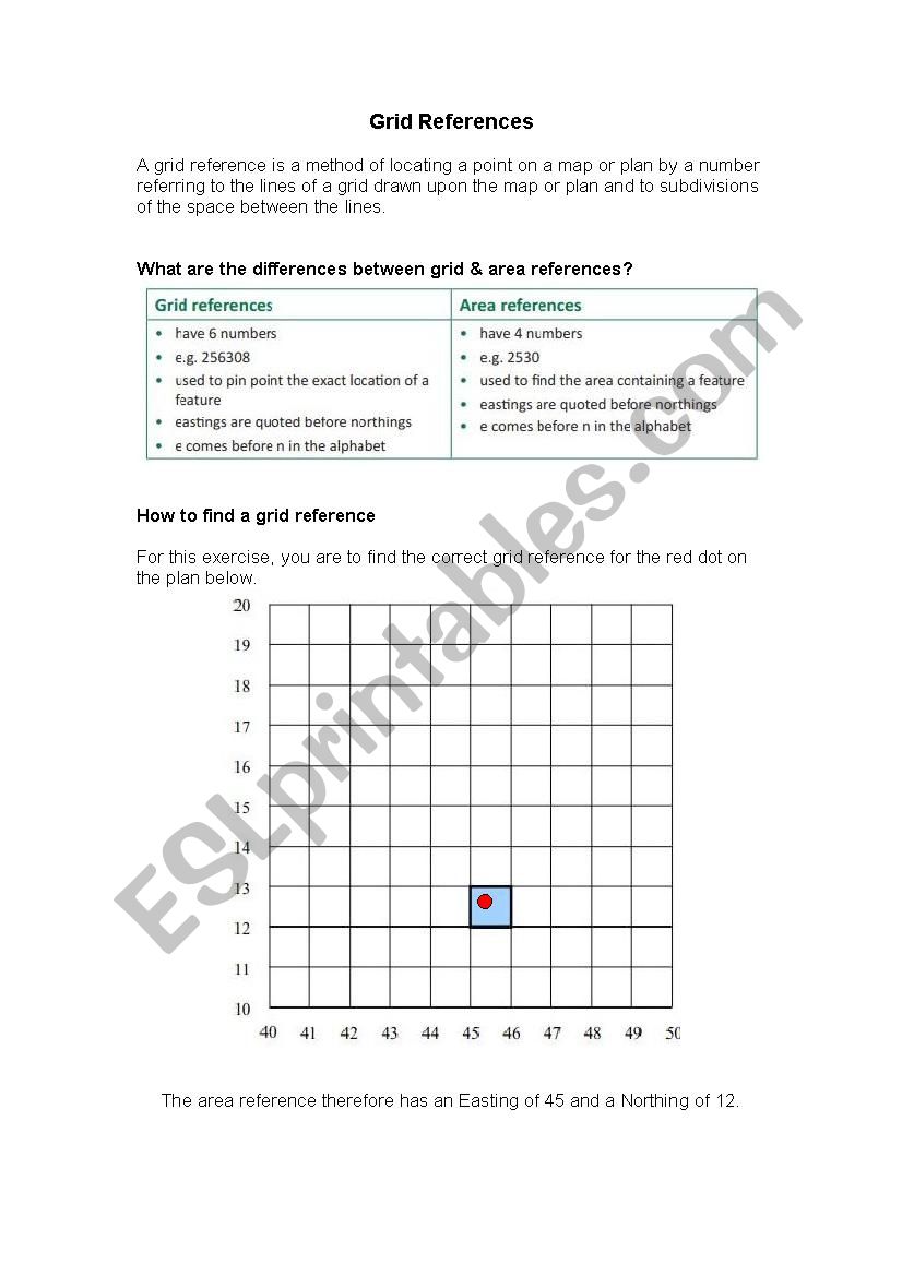 Grid Referencing worksheet