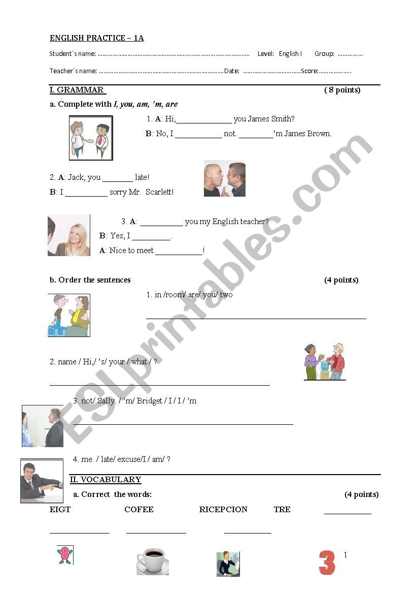 Exam - to be PART 2 worksheet