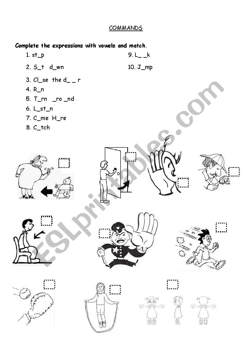 commands!  worksheet