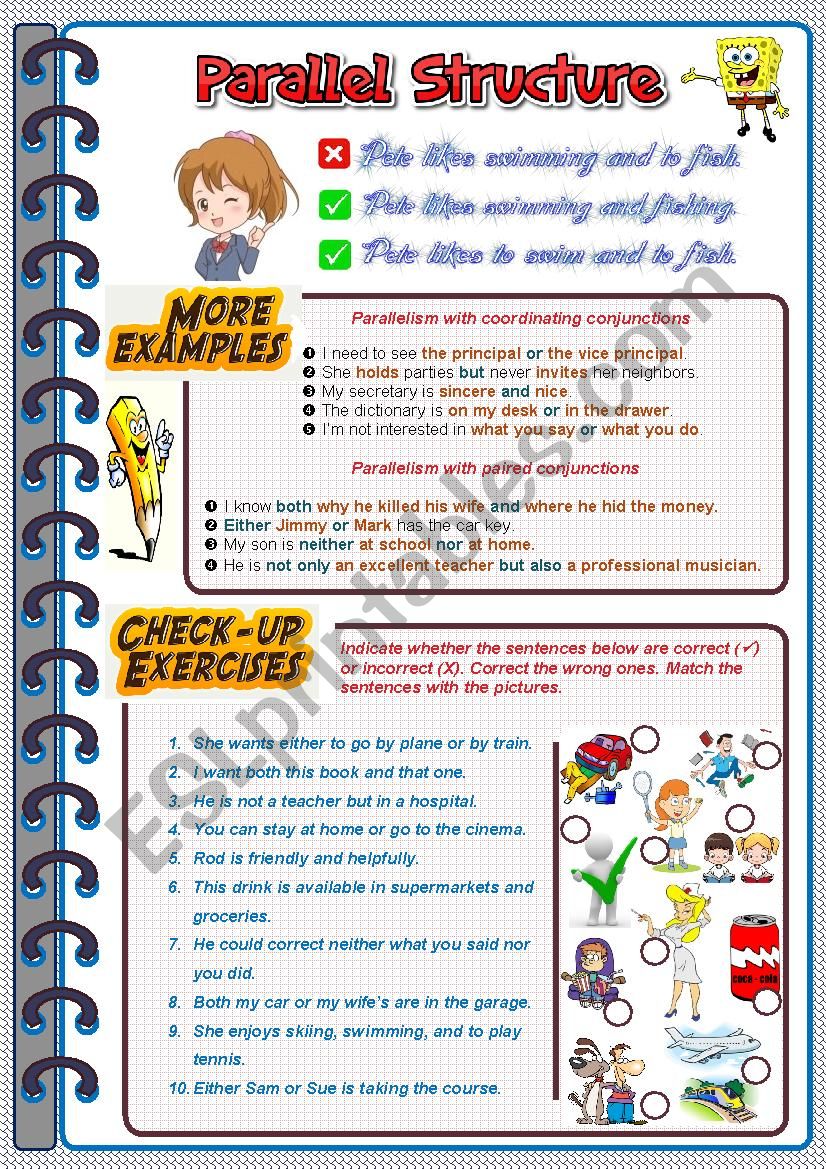 Parallel Structure Esl Worksheet By Nasreddine Sarsar