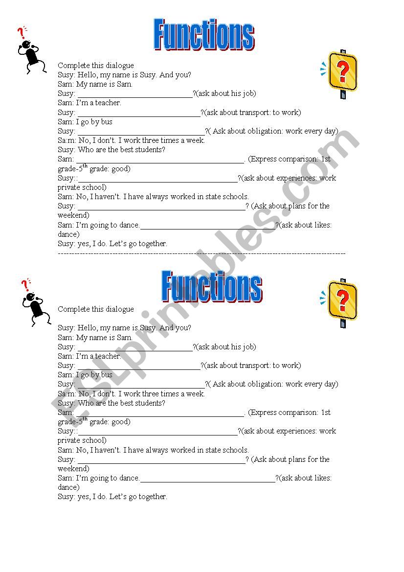 functions worksheet