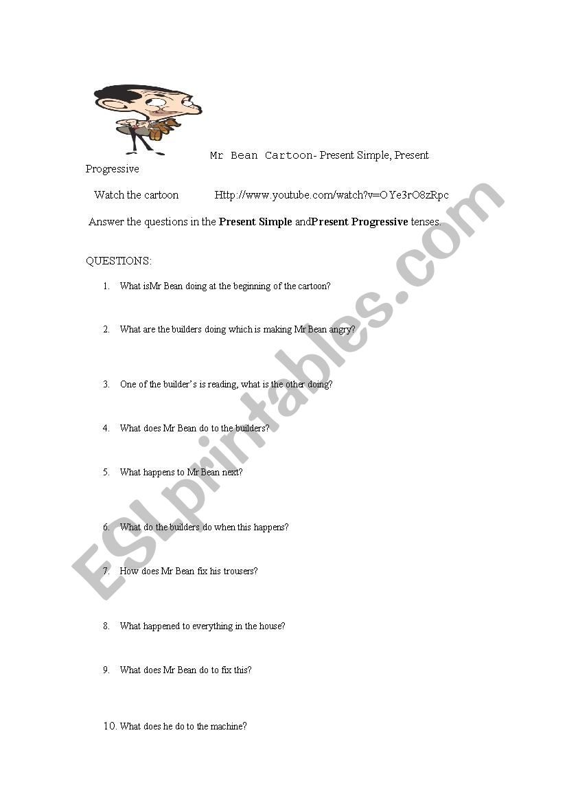 Present Simple, Present Progressive Worksheet