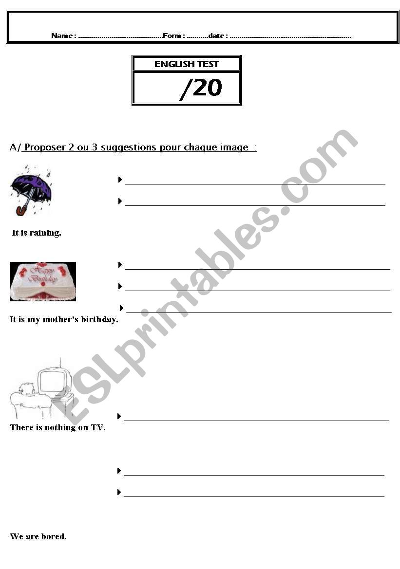 Making suggestions worksheet
