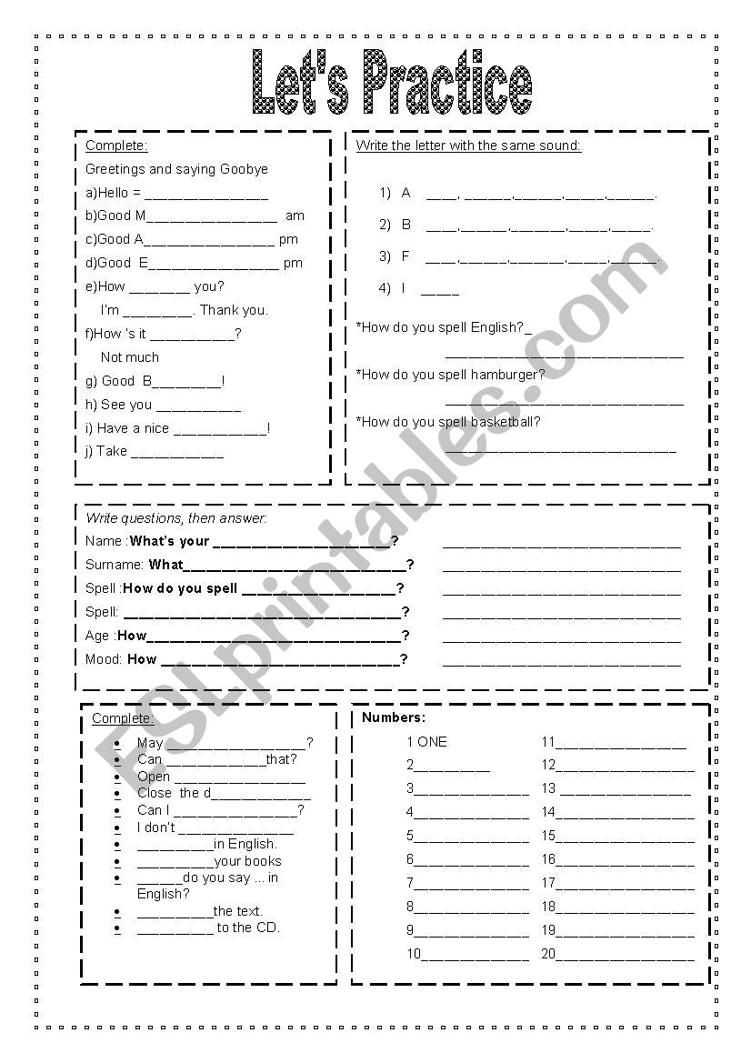 practice worksheet