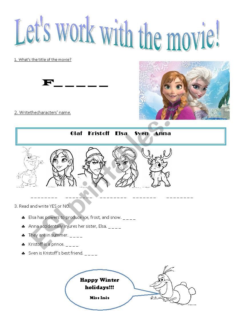 Frozen worksheet