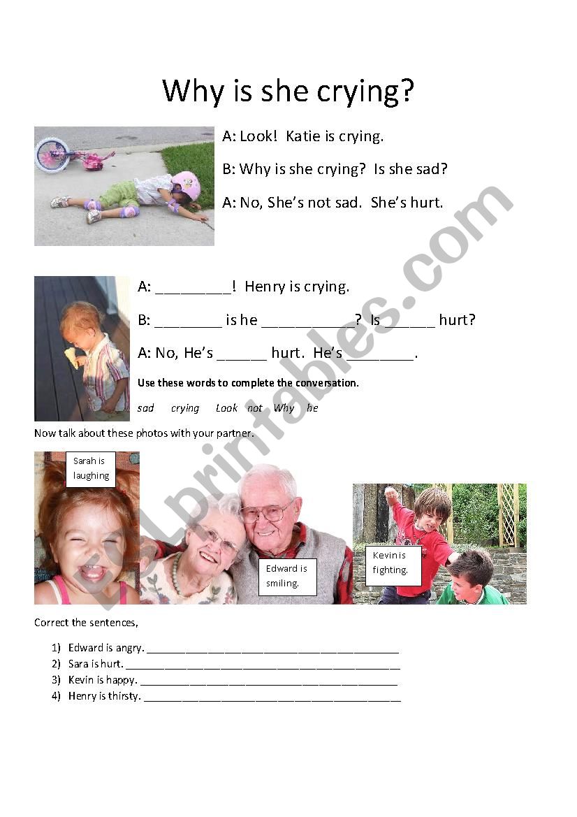 Why is She Crying? worksheet