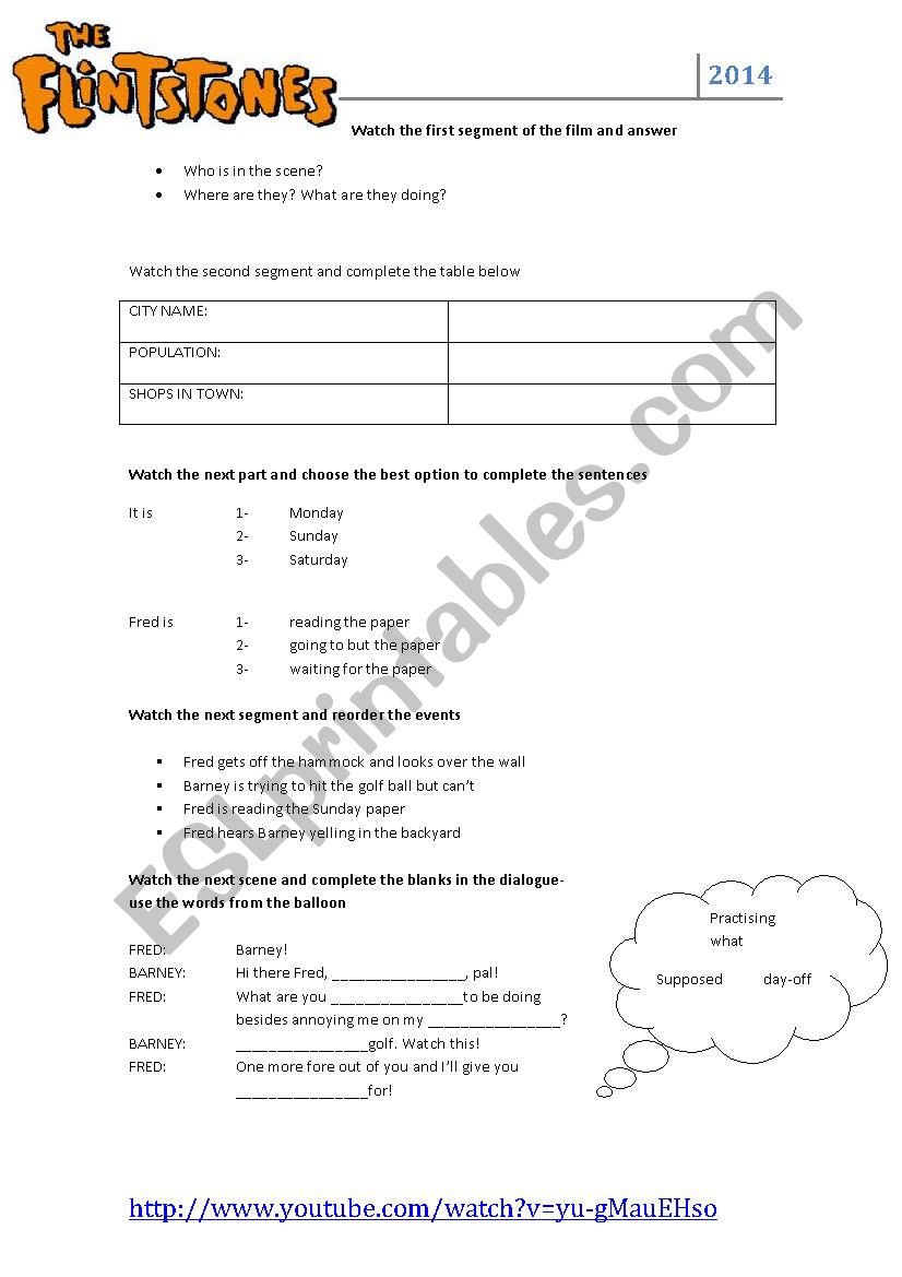 THE FLINTSTONES worksheet