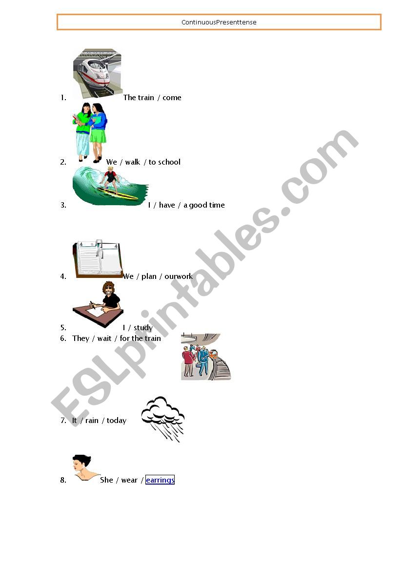 Present continuous tense  worksheet