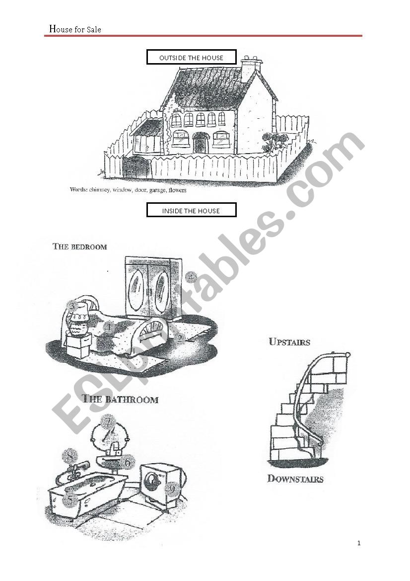 Parts of the house  worksheet