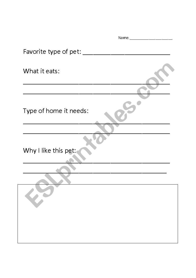 My Favorite Pet worksheet
