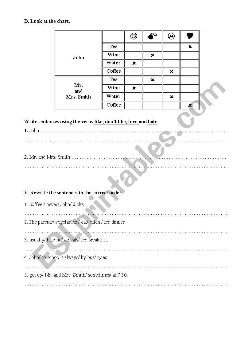 Food (test): part 2 worksheet