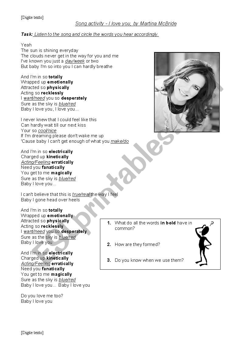 Adverbs of Manner song worksheet