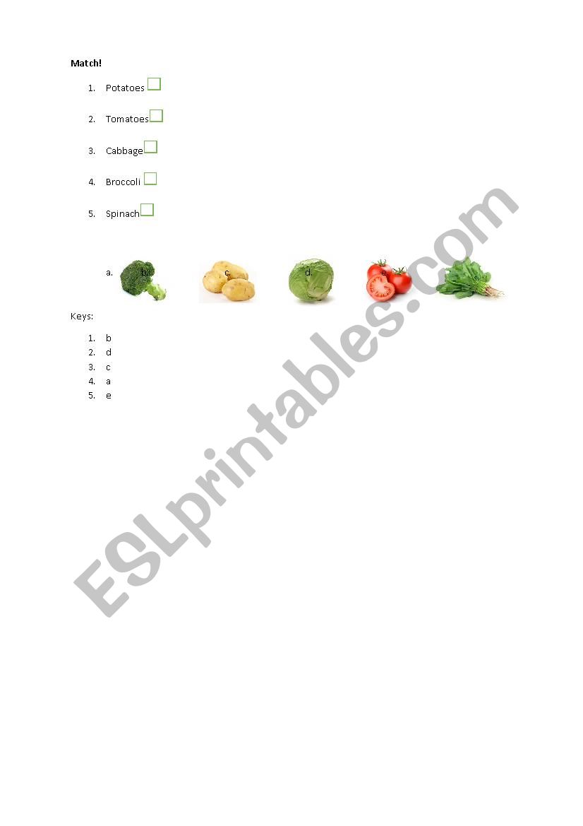 Fruits and Vegetables worksheet