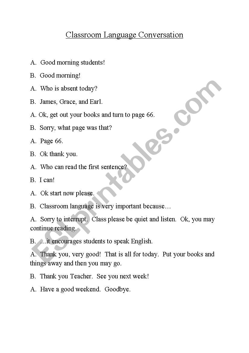 Classroom Language Conversation 