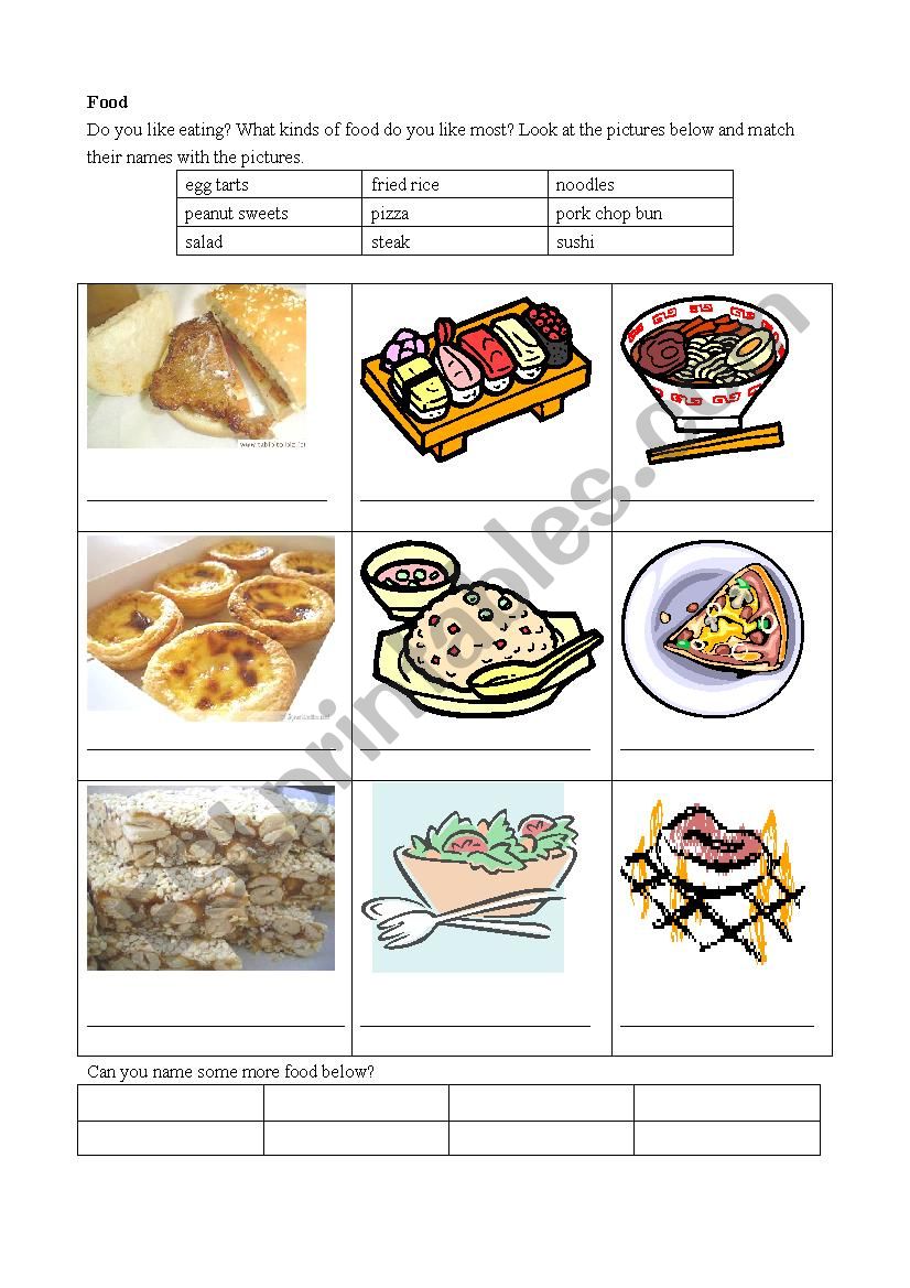 Food worksheet