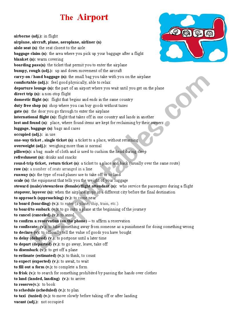 Airport worksheet