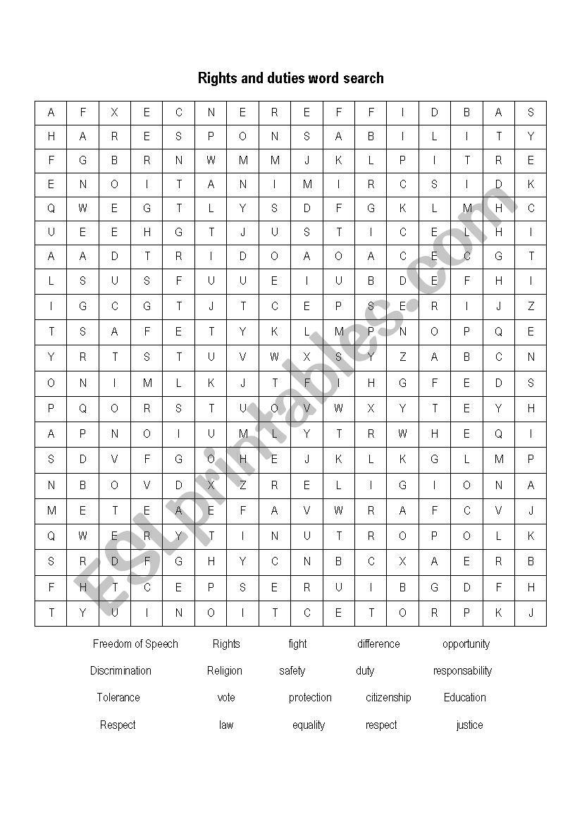 Rights and duties worksheet