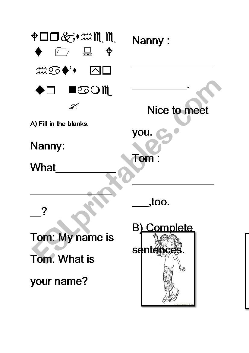 WhatÂ´s your name worksheet