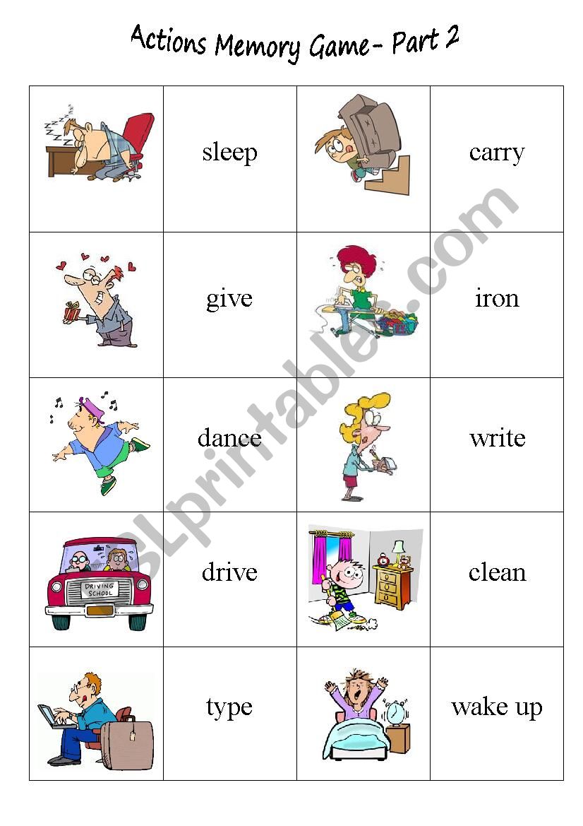 Action Memory Game Part 2 worksheet