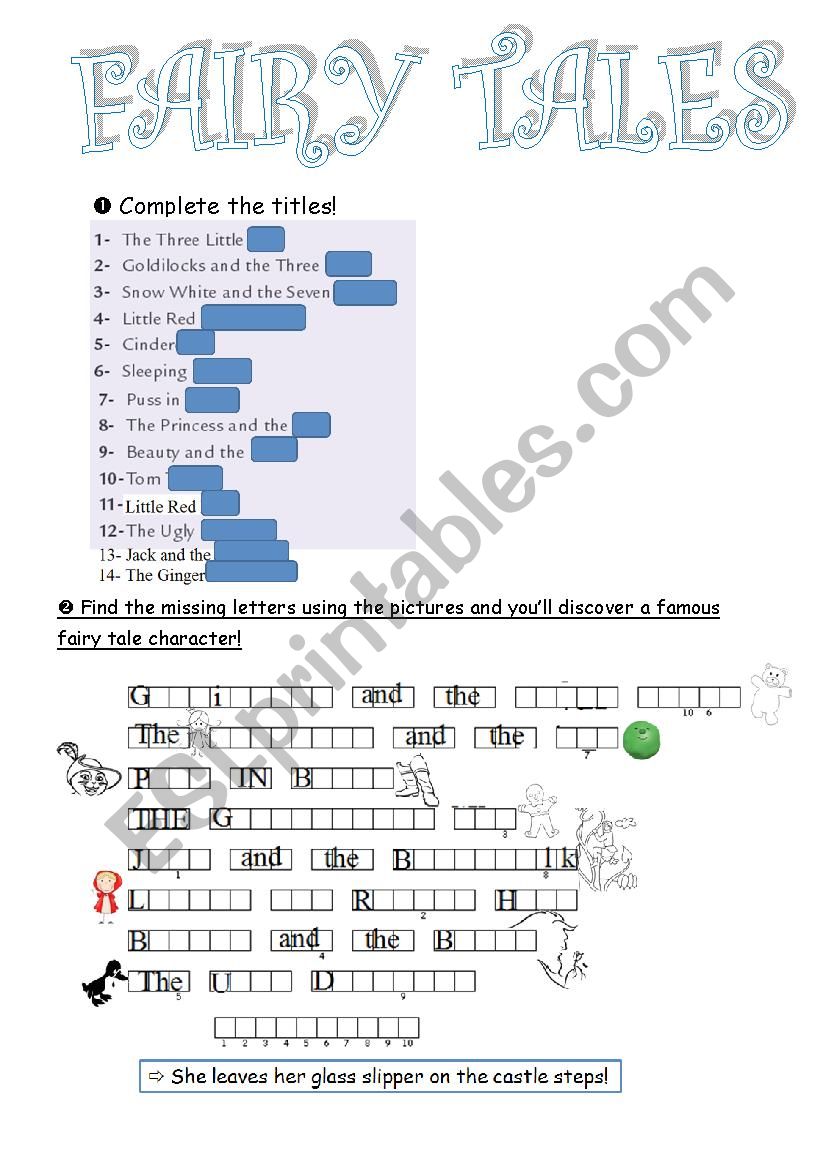 Fairy tales worksheet