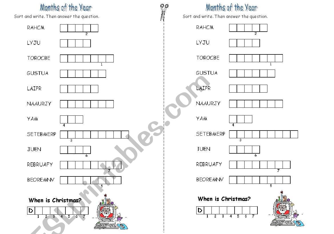 Months of the Year worksheet