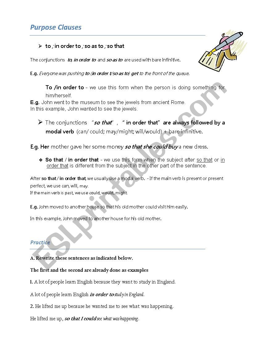 purpose clause iworksheet worksheet