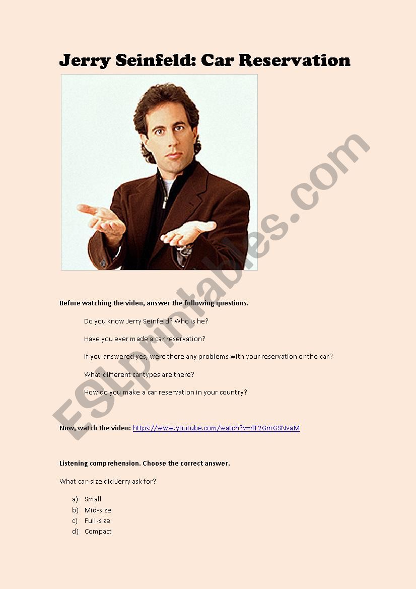 Seinfeld, the car reservation worksheet