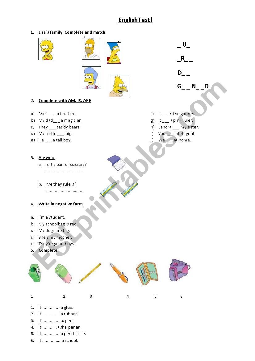 Family members and verb to be worksheet