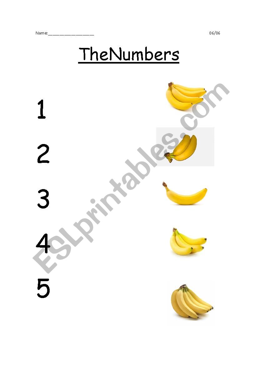 The numbers 1-5 worksheet